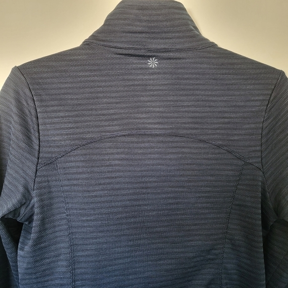 EUC Athleta Jacquard Intention Asymmetrical Zip Jacket navy Small - Picture 8 of 13